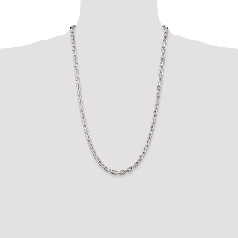 Sterling Silver 5.4mm Beveled Oval Cable Chain