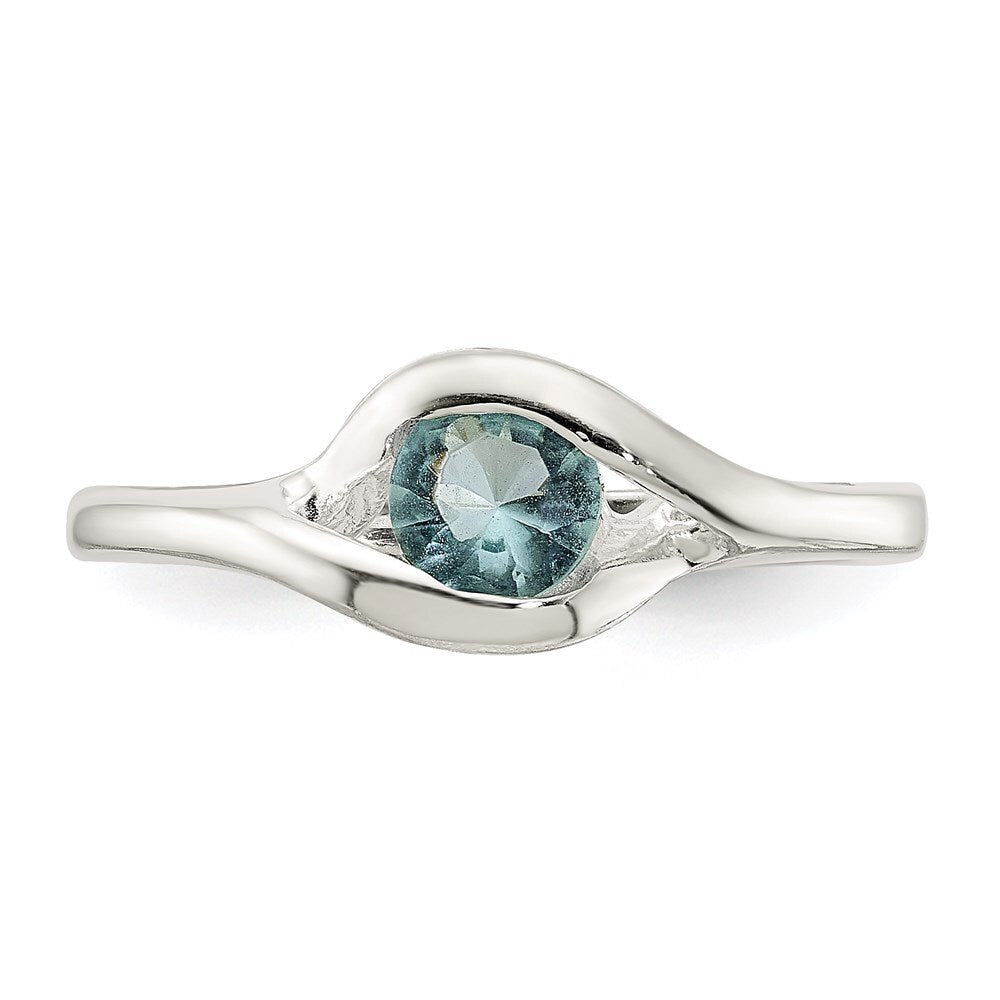 Sterling Silver Blue Glass Ring Size 8