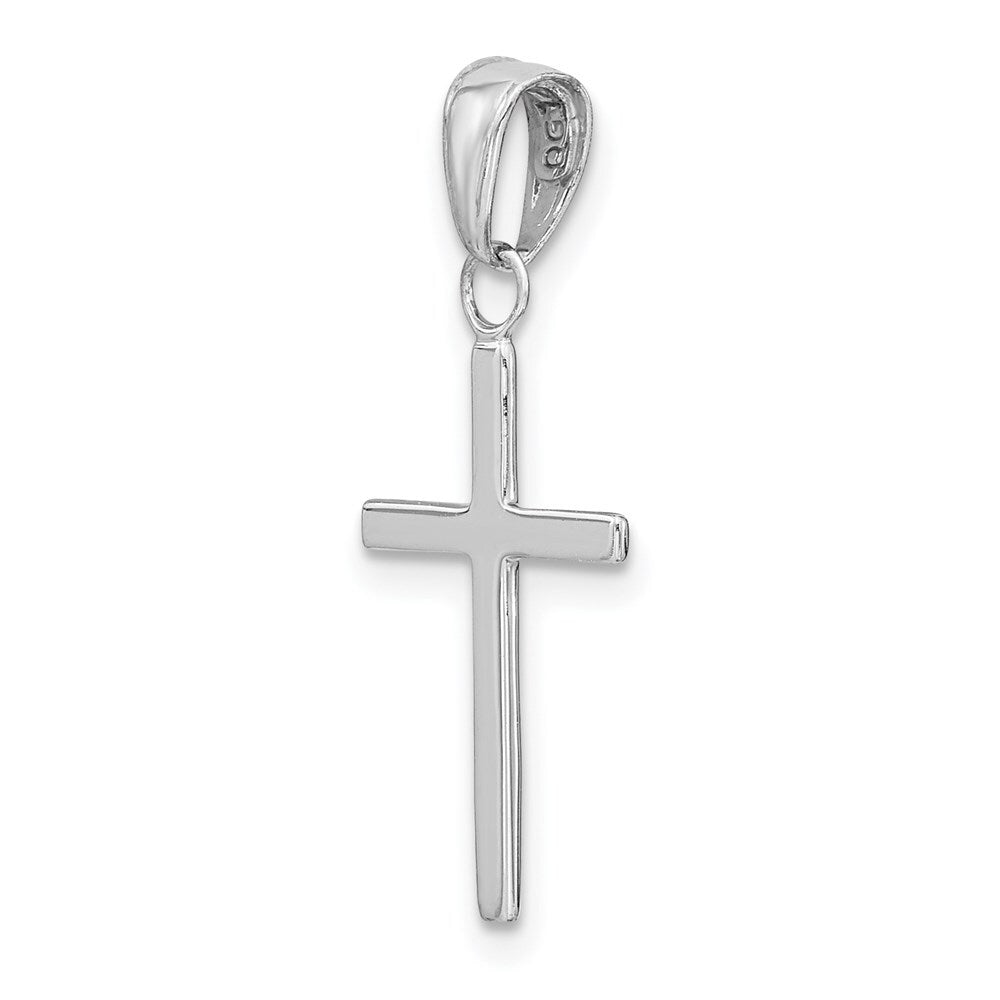 14k White Gold Polished Cross Pendant for Women