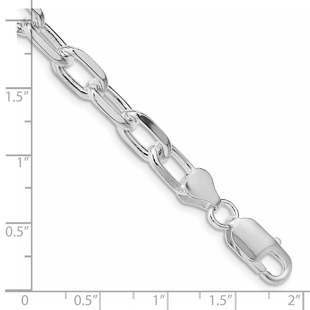 Sterling Silver Rhodium-plated 7.5mm Diamond-cut Long Link Cable Chain Bracelet