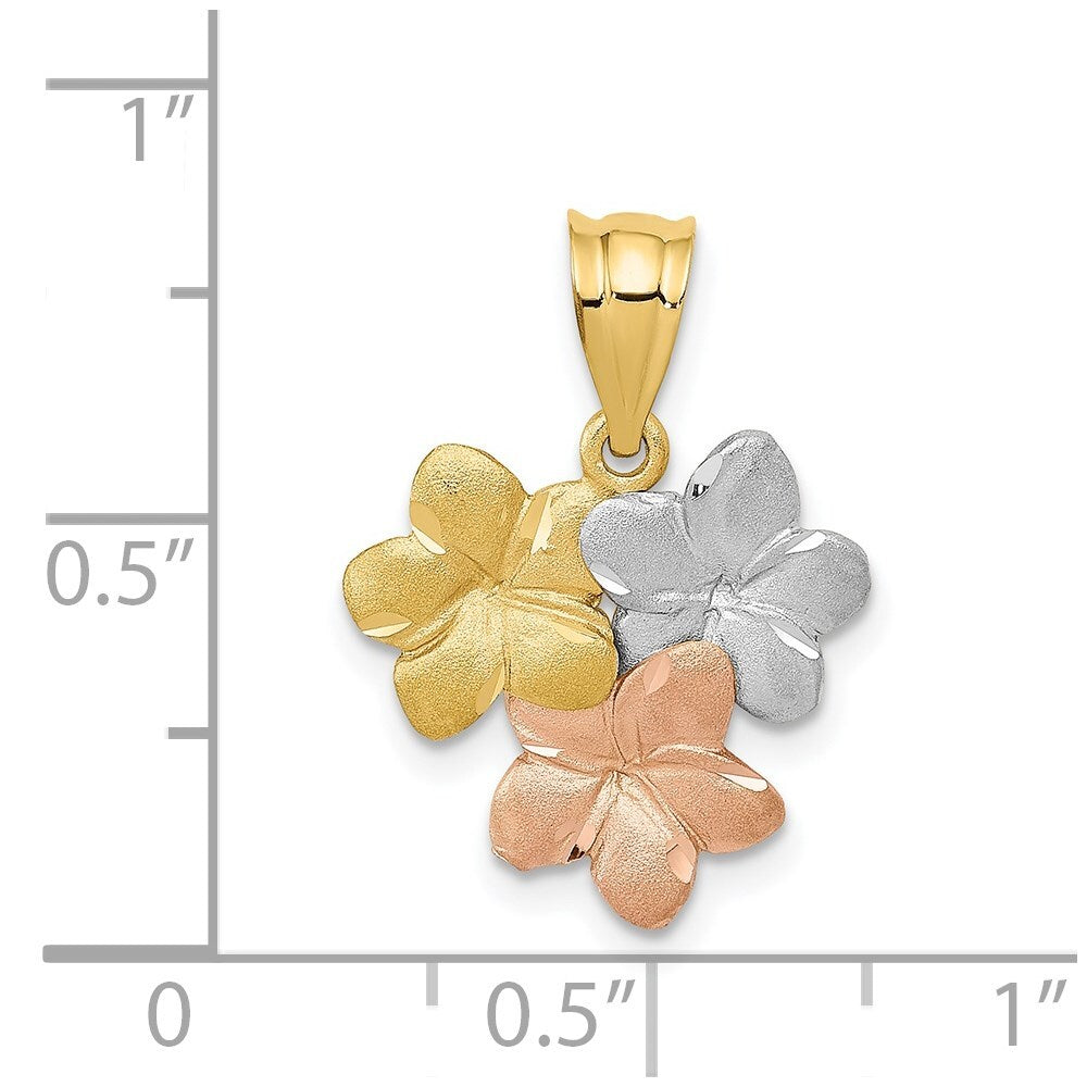 14k Tri-Color Gold Tri-Color Flower Pendant for Women