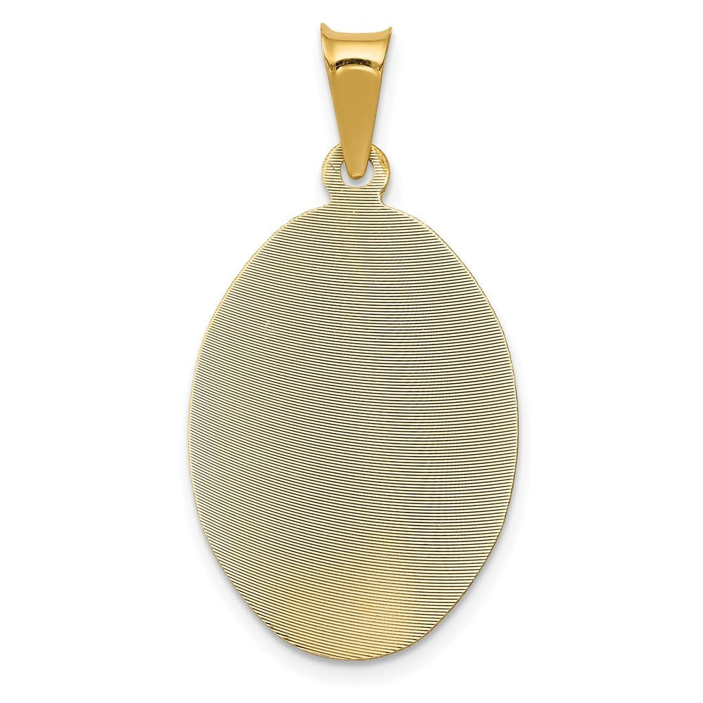 14k Yellow Gold Polished Diamond-Cut Lady Of Guadalupe Oval Pendant