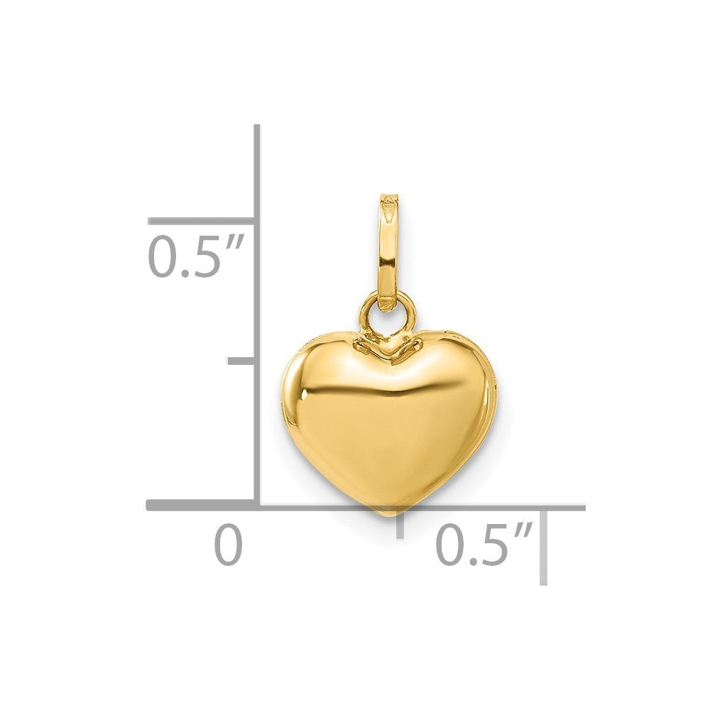 14k Yellow Gold Polished 3-D Puffed Heart Pendant