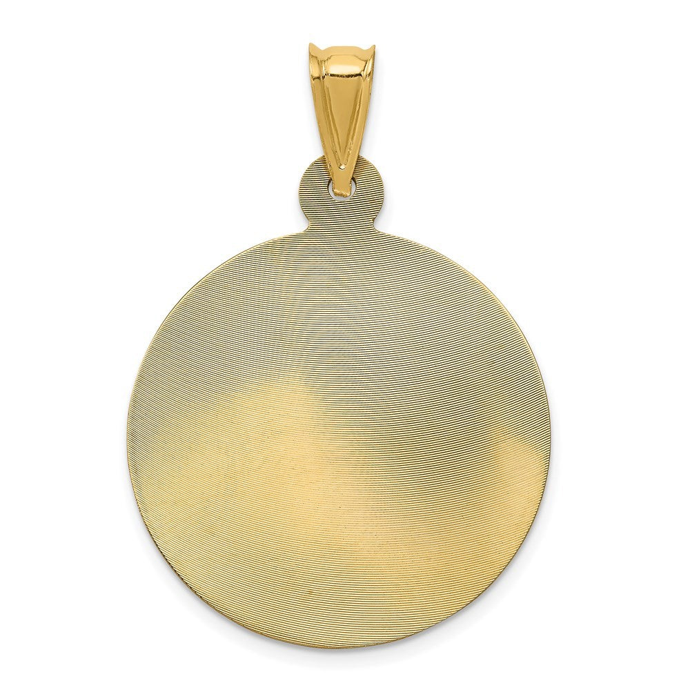 14k Yellow Gold w Rhodium Polished Diamond-Cut Lady Of Guadalupe Circle Pendant