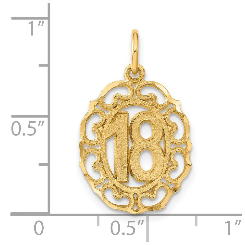14k Yellow Gold #18 Oval Pendant for Women
