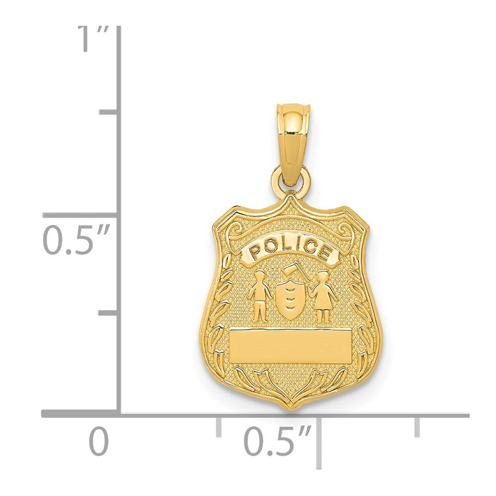 14k Yellow Gold POLICE Badge Pendant for Women