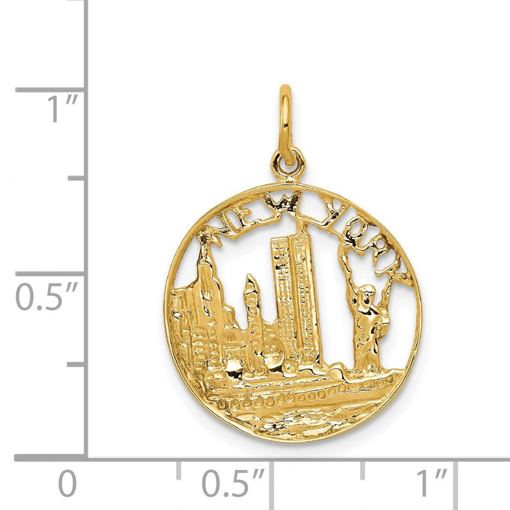 14k Yellow Gold NEW YORK Skyline Charm Pendant for Women