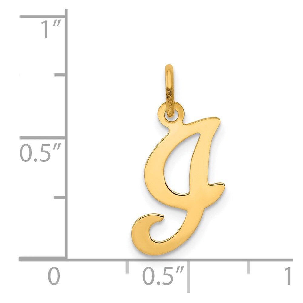 14k Yellow Gold Script Letter I Initial Charm Pendant for Women