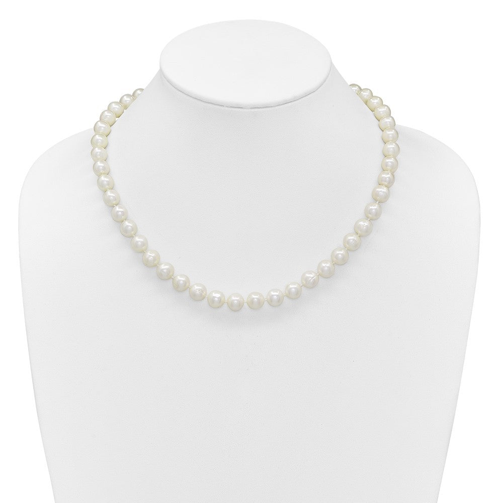 14k Yellow Gold 9-10mm Near-Round White Freshwater Cultured Pearl 18" Necklace