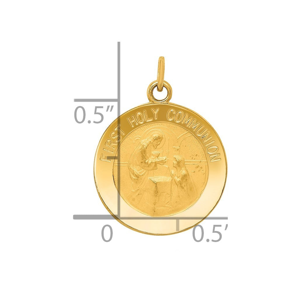 14k Yellow Gold First Holy Communion Charm Pendant for Women
