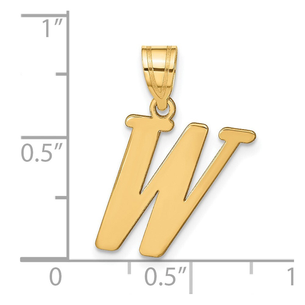 14k Yellow Gold Polished Letter W Initial Pendant for Women