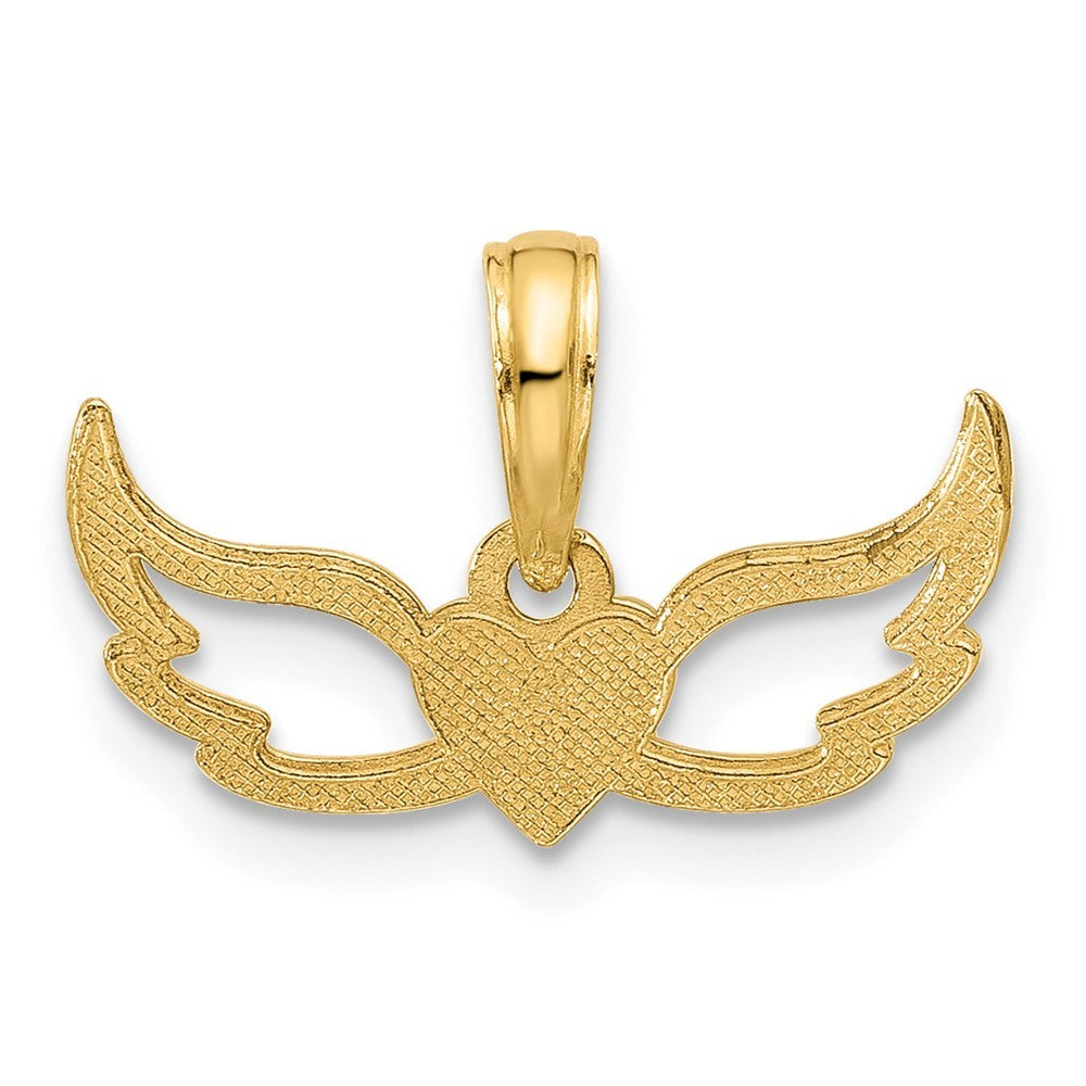 14k Yellow Gold Fancy Heart and Wings Charm