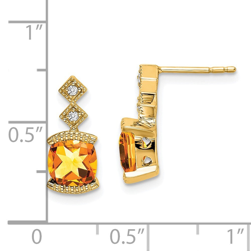 14k Yellow Gold Citrine and Diamond Drop & Dangle Earrings