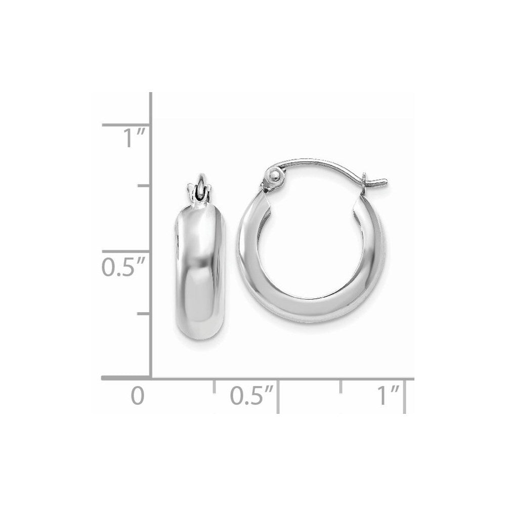 14k White Gold 4mm Round Hoop Earrings Gift for Women