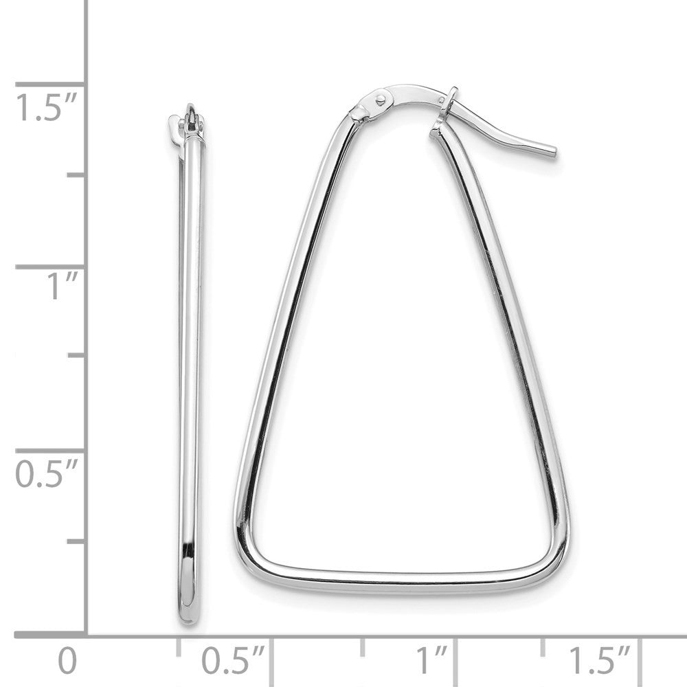 14k White Gold 1.5mm Polished Triangle Dangle Hoop Earrings