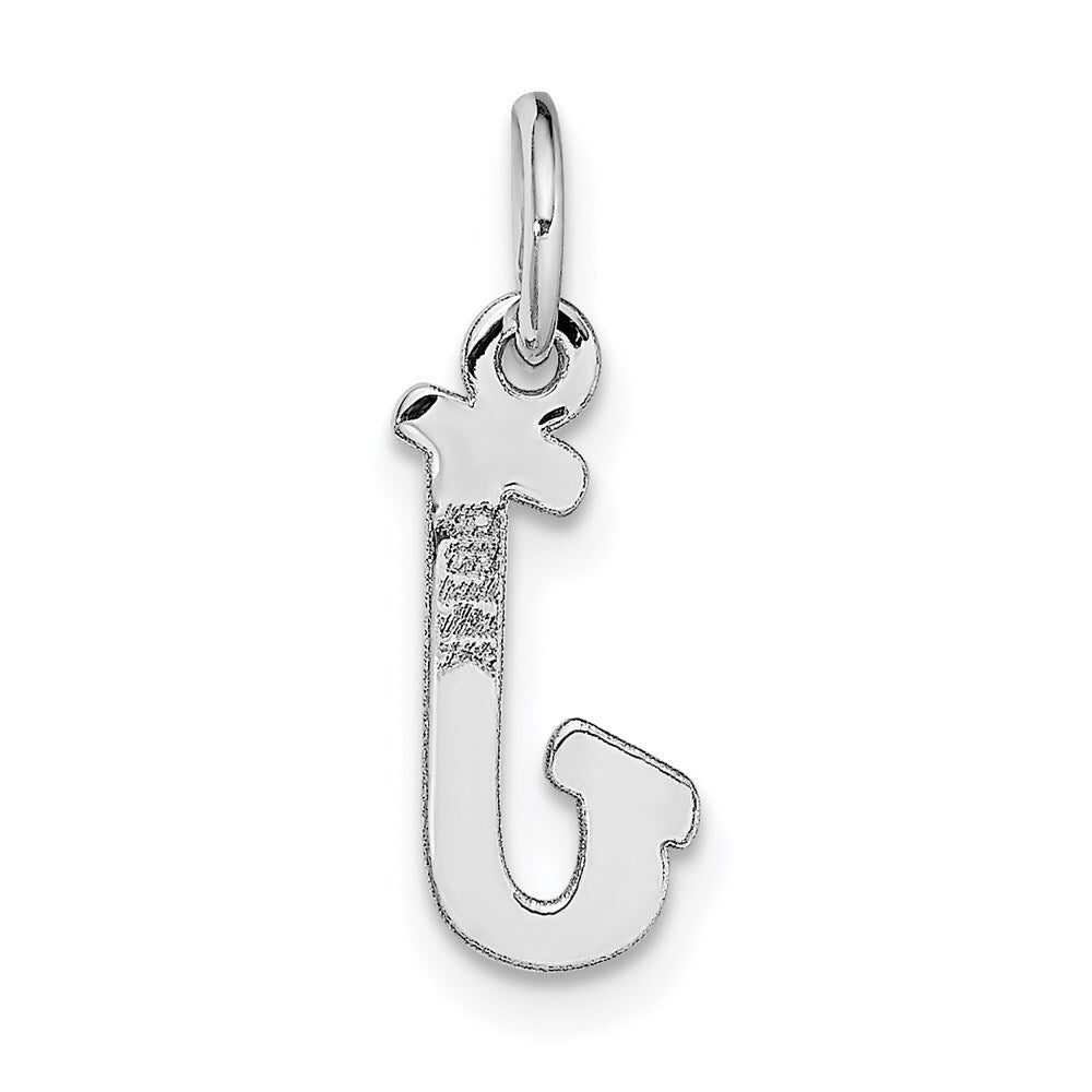14k White Gold Small Script Letter J Initial Charm Pendant for Women