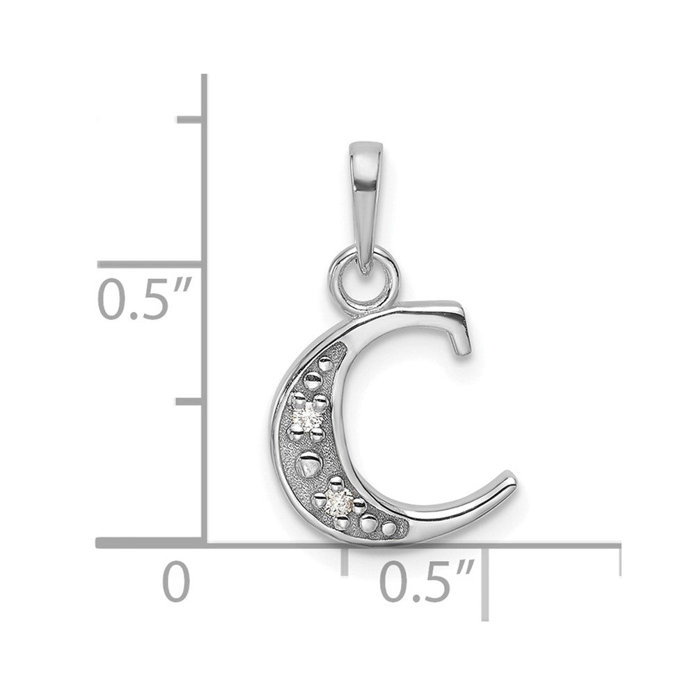 14k White Gold Diamond Letter C Initial Pendant