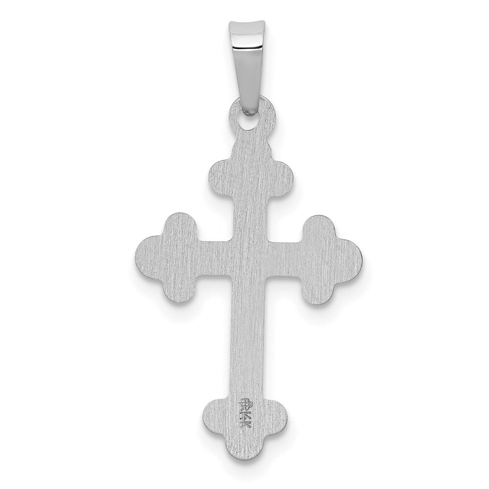 14k White Gold Polished Budded Cross Pendant for Women