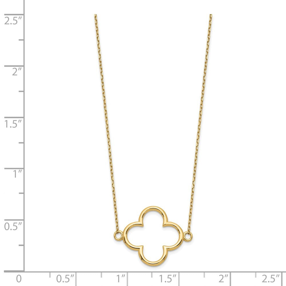 14k Yellow Gold Small necklace Quatrefoil Design