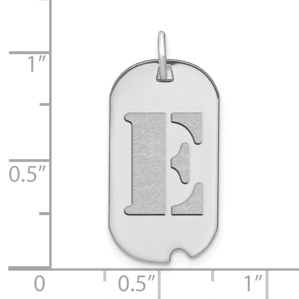 14k White Gold Polished Letter E Initial Dog Tag Pendant for Women