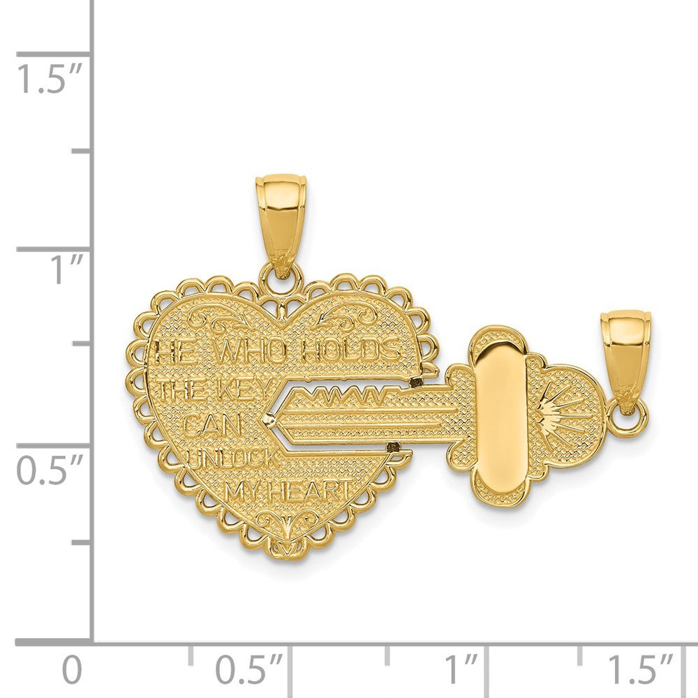 14k Yellow Gold Polished 2 Piece Break Apart HE WHO HOLDS THE KEY Charm Pendants