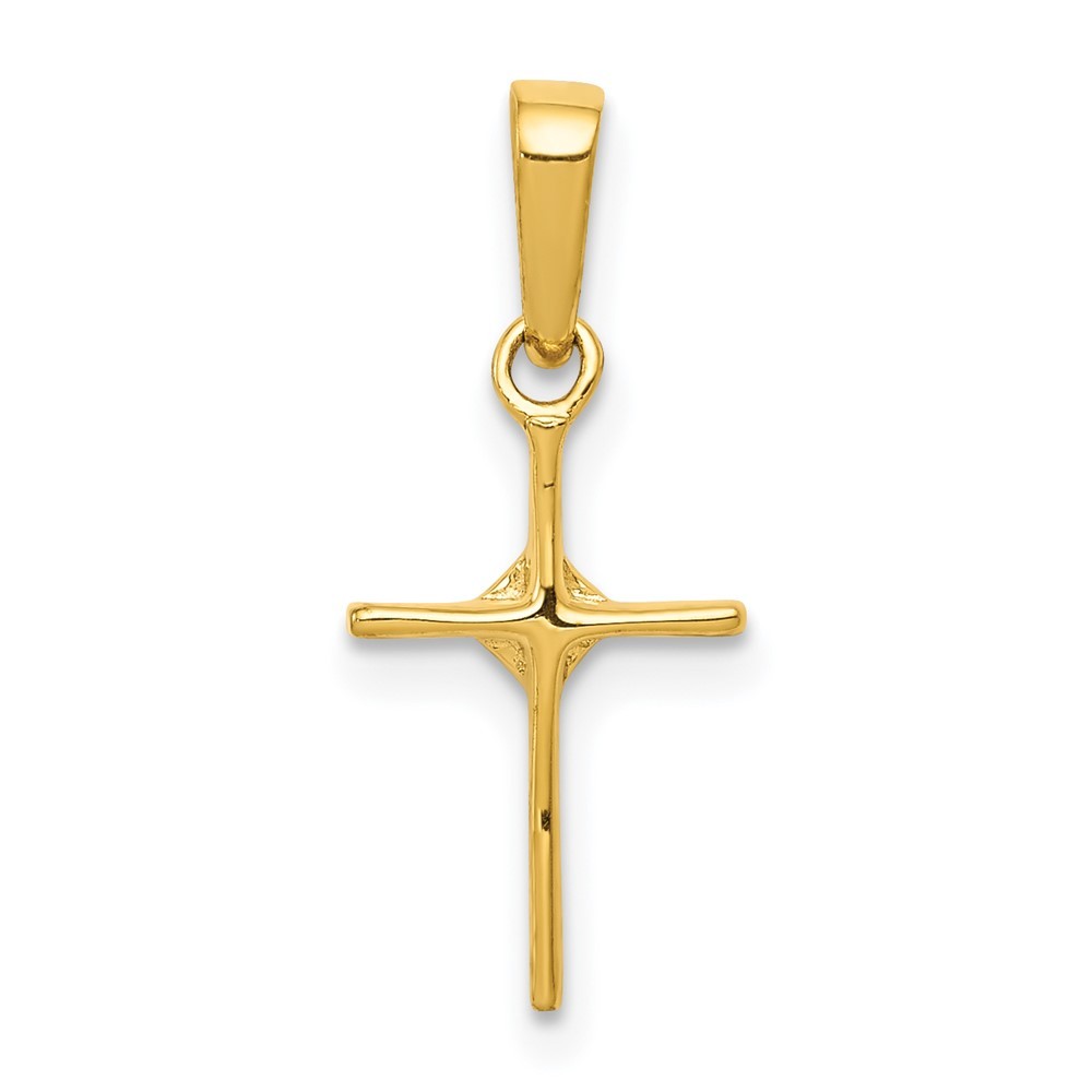 14k Yellow Gold Small .01ct. Diamond Cross Pendant