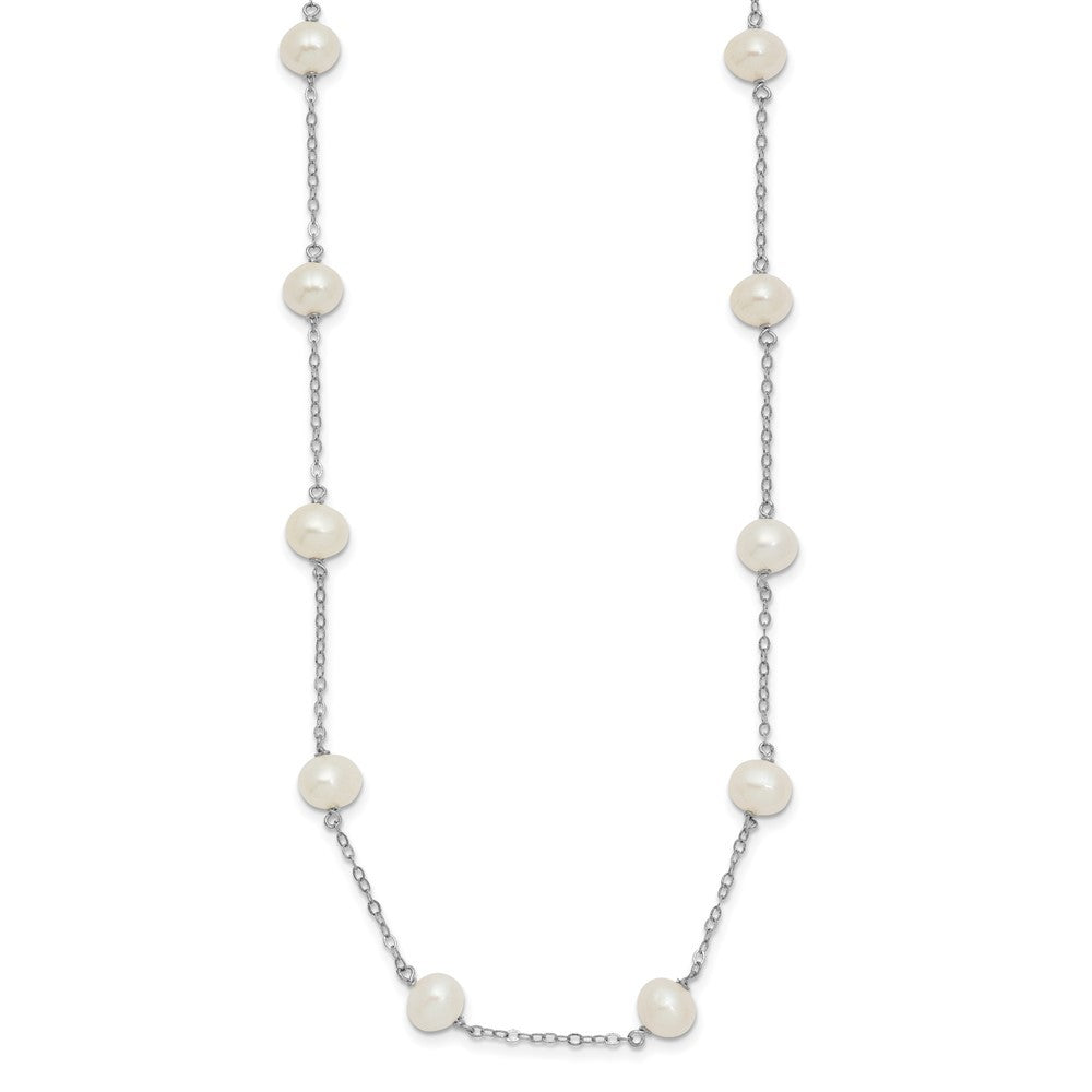 Sterling Silver 6-7mm White Near Round Cultured Pearl 16-station 20" Necklace