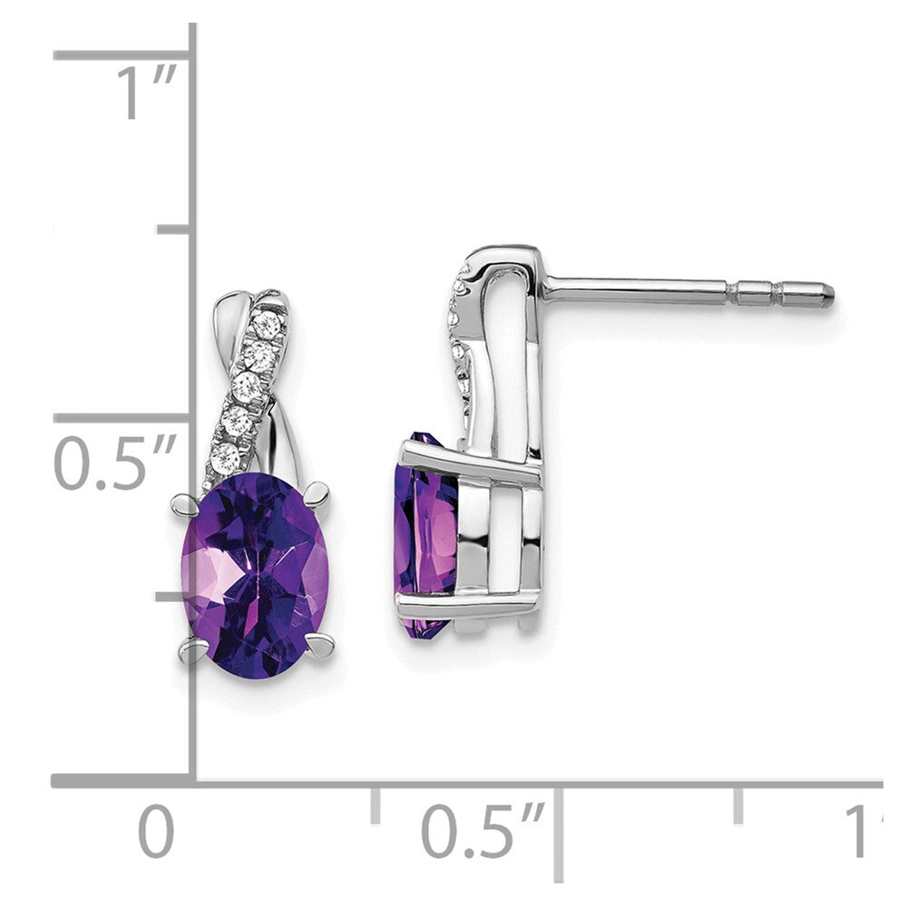 14k White Gold Amethyst and Diamond Drop & Dangle Earrings