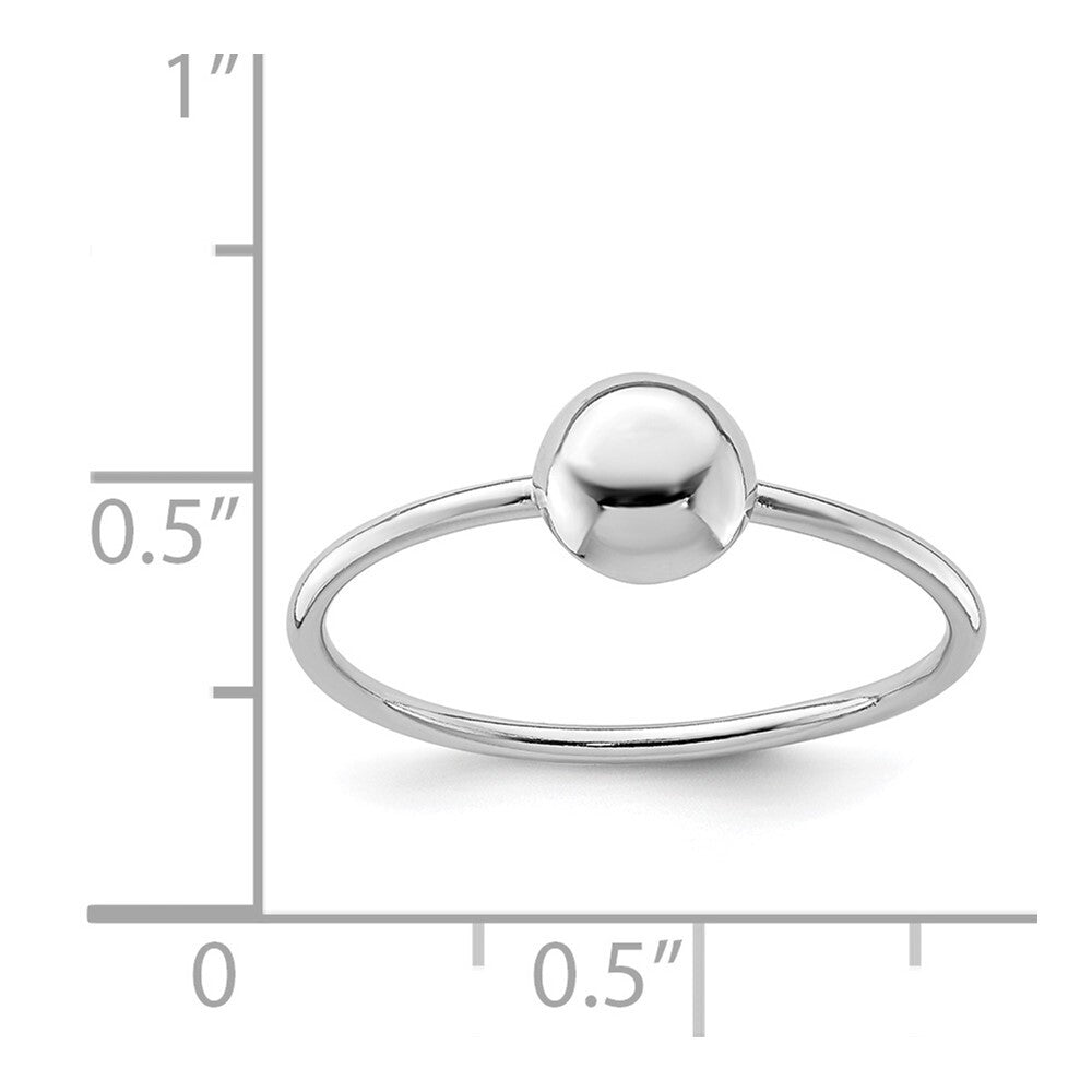 Sterling Silver Rhodium-plated Polished Bead Ring Size 8