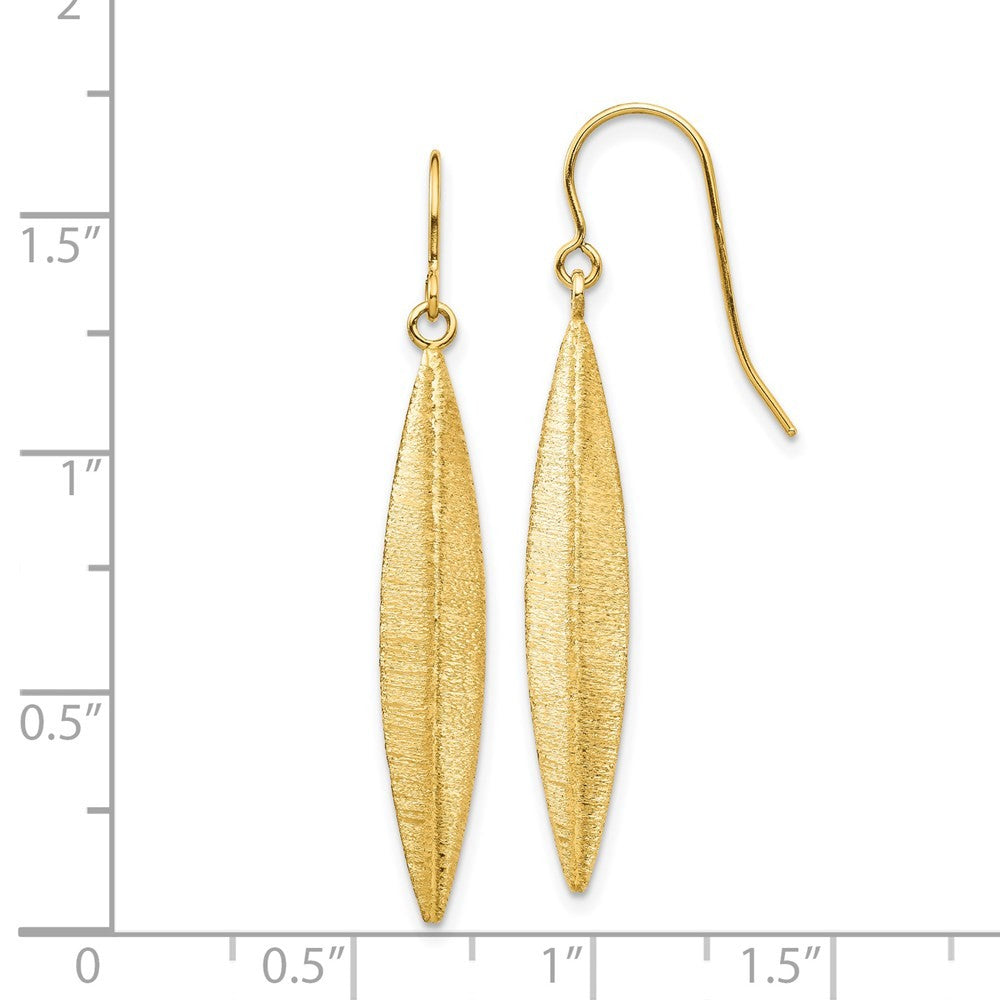 14k Yellow Gold Brushed Dangle Earrings