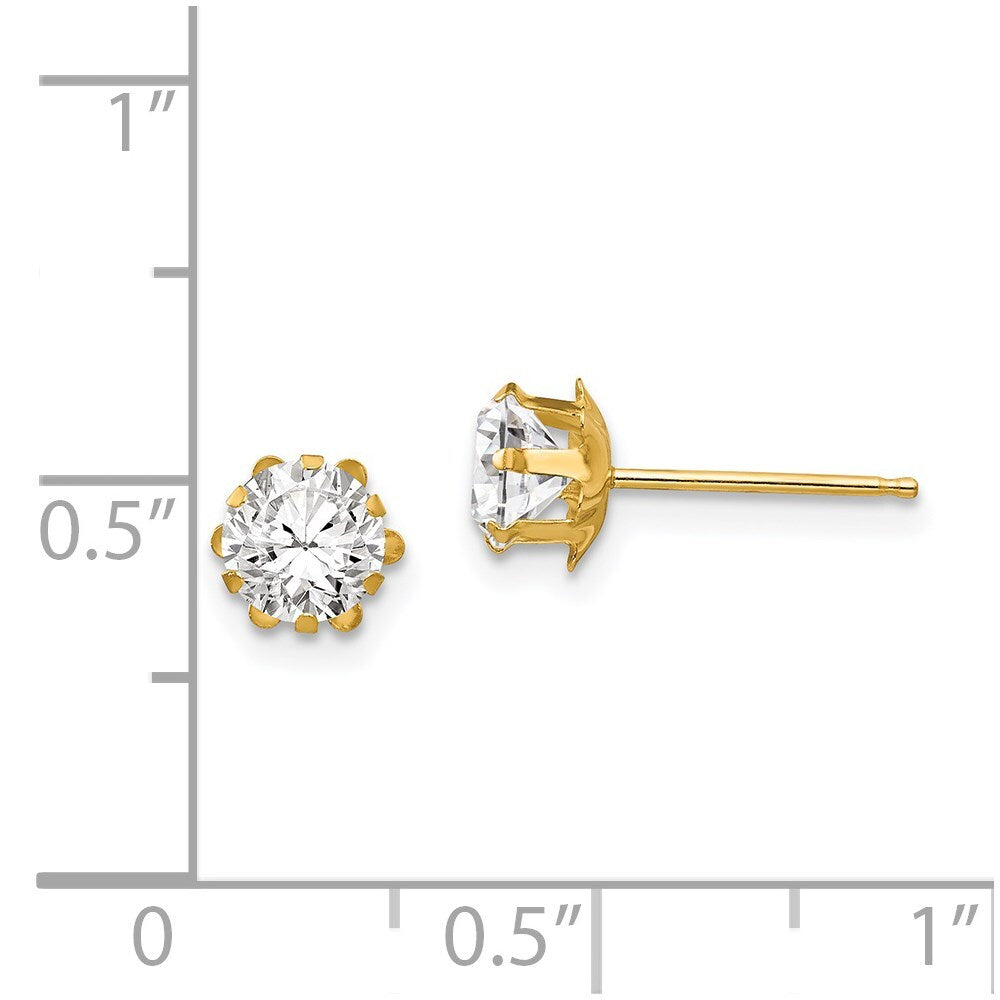 14k Yellow Gold 5mm Cubic Zirconia Birthatone (Apr) Stud Earrings