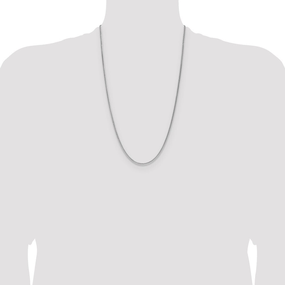 Sterling Silver Rhodium-plated 2.1mm Diamond-cut Square Spiga Chain