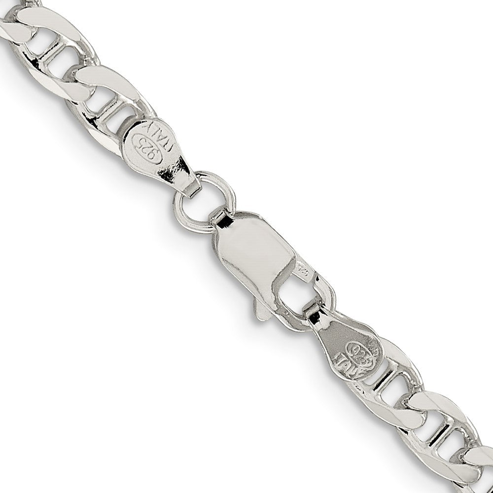 Sterling Silver 4.65mm Diamond-Cut Flat Anchor Curb Chain Necklace