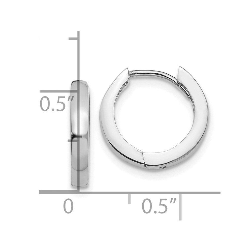 14k White Gold Round Hinged Hoop Earrings Gift for Women