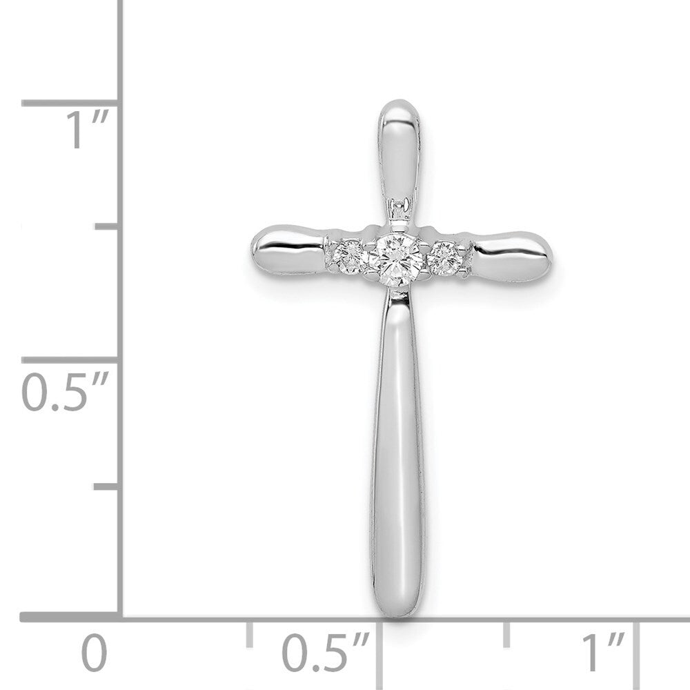 14k White Gold 1/10ct. Diamond Cross Chain Slide Pendant for Women