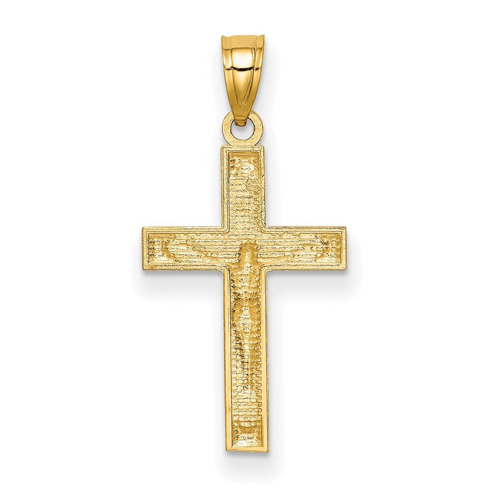 14k Yellow Gold Diamond-cut Crucifix Pendant for Women