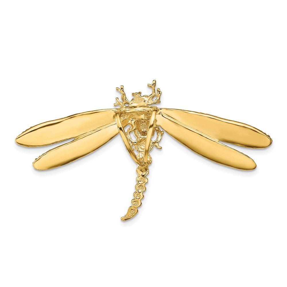 14k Yellow Gold Multi-Color Enamel Dragonfly Charm