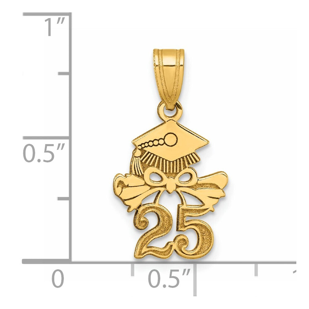 14k Yellow Gold Graduation Cap and Diploma - 2025 Charm Pendant for Women