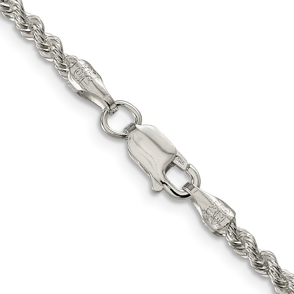 Sterling Silver 2.5mm Solid Rope Chain Necklace