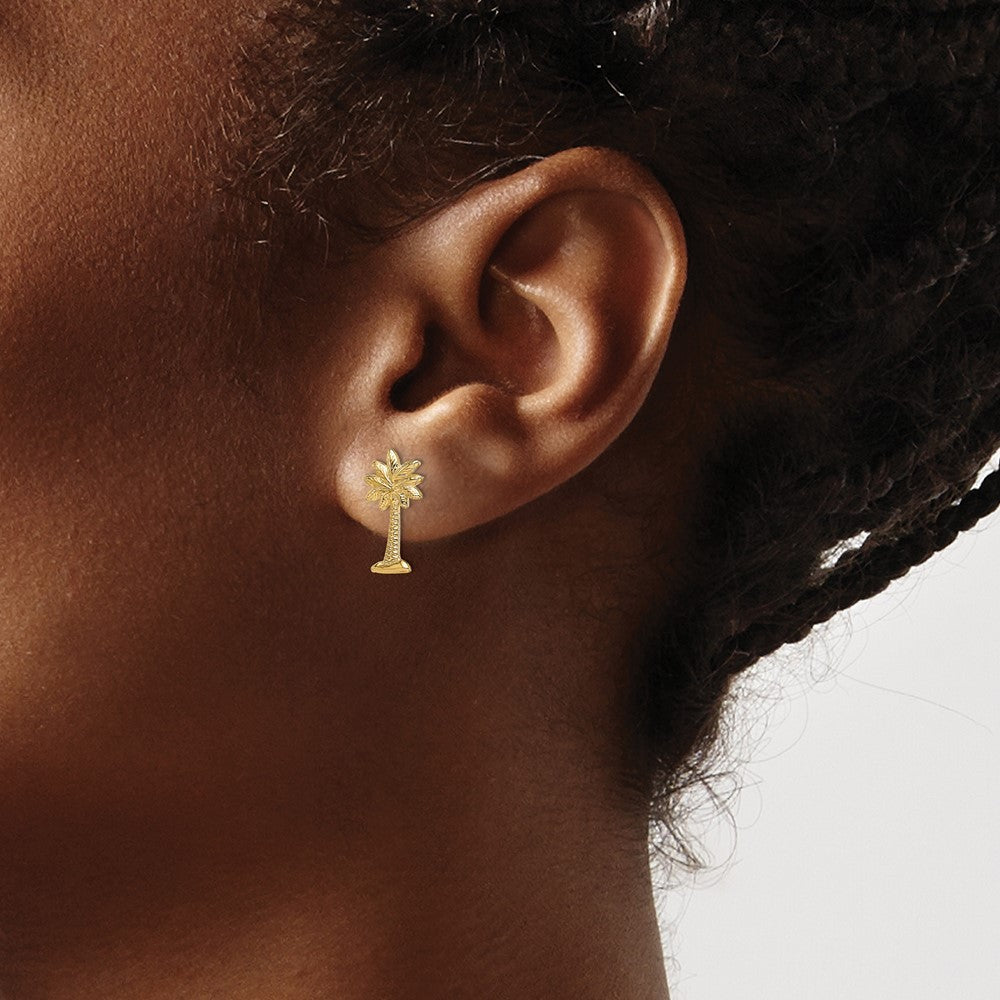 14k Yellow Gold Mini Palmetto Palm Tree Earrings