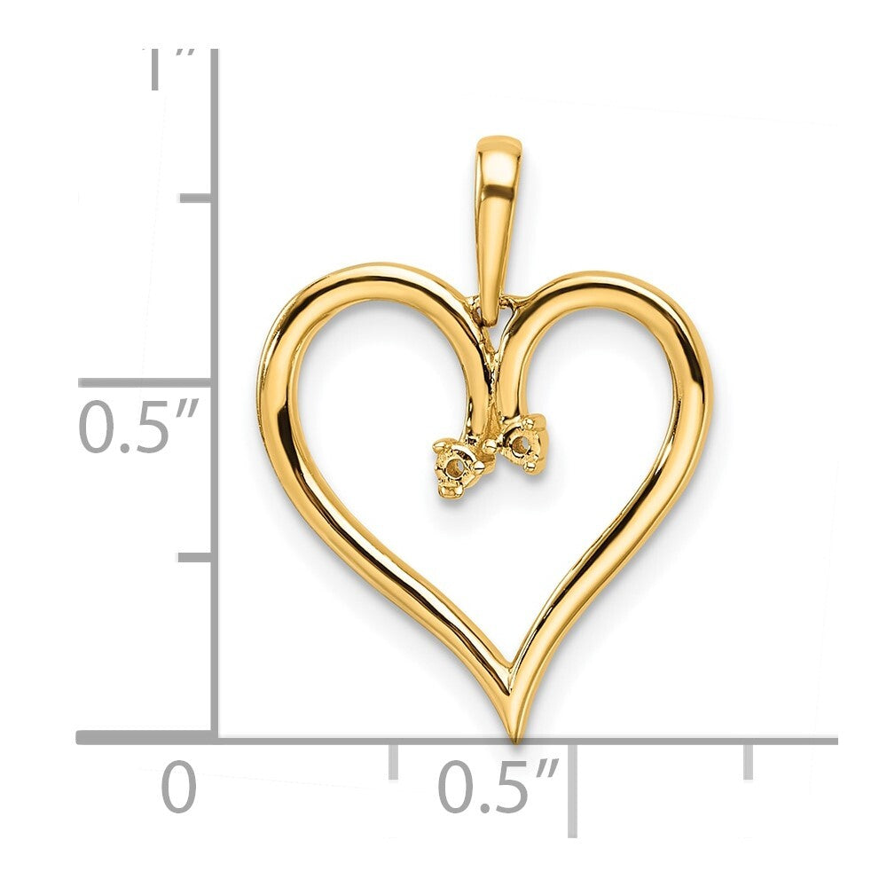 14k Yellow Gold Heart Pendant Mounting for Women