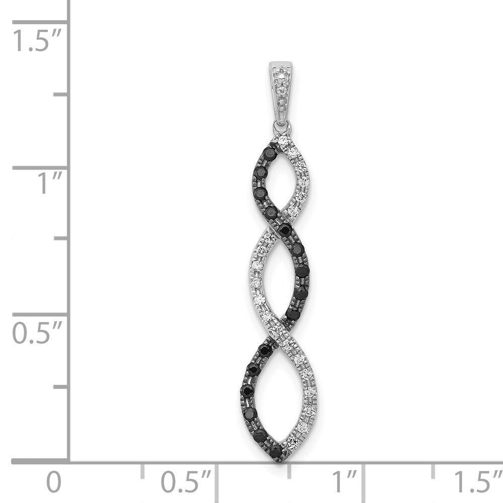 14k White Gold 1/4ct. Black and White Diamond Twisted Pendant for Women