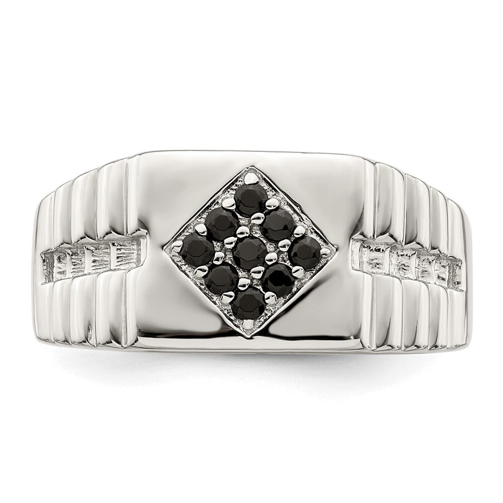 Sterling Silver Rhodium-plated Men's Onyx Ring Size 11