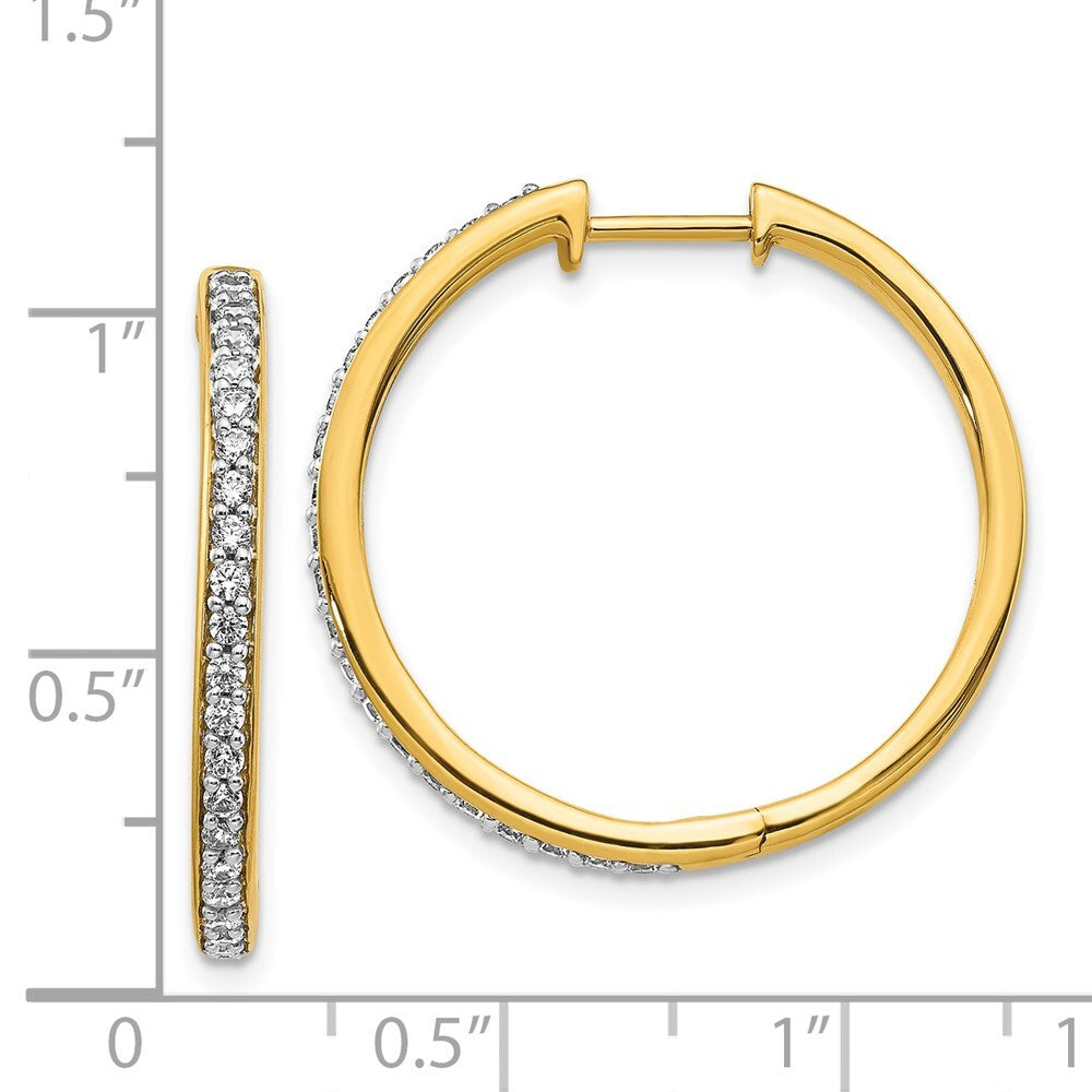 14k Yellow Gold Diamond Hinged Hoop Earrings