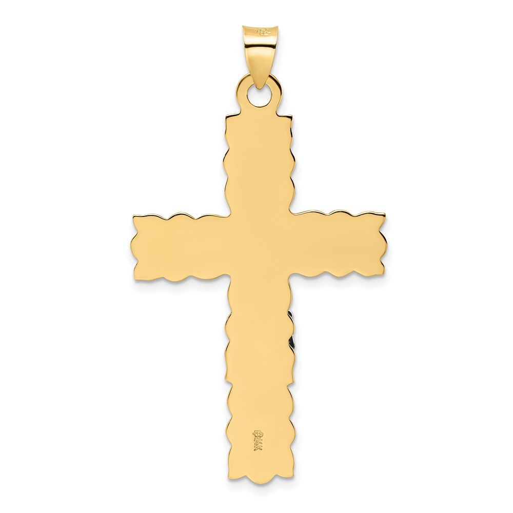 14k Two-Tone Gold Polished Solid INRI Crucifix Pendant