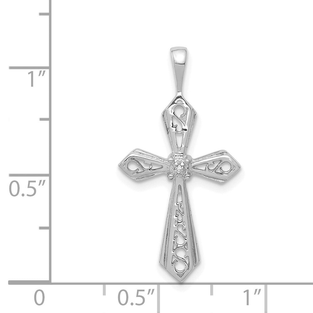 14k White Gold AA Diamond Passion Cross Pendant for Women