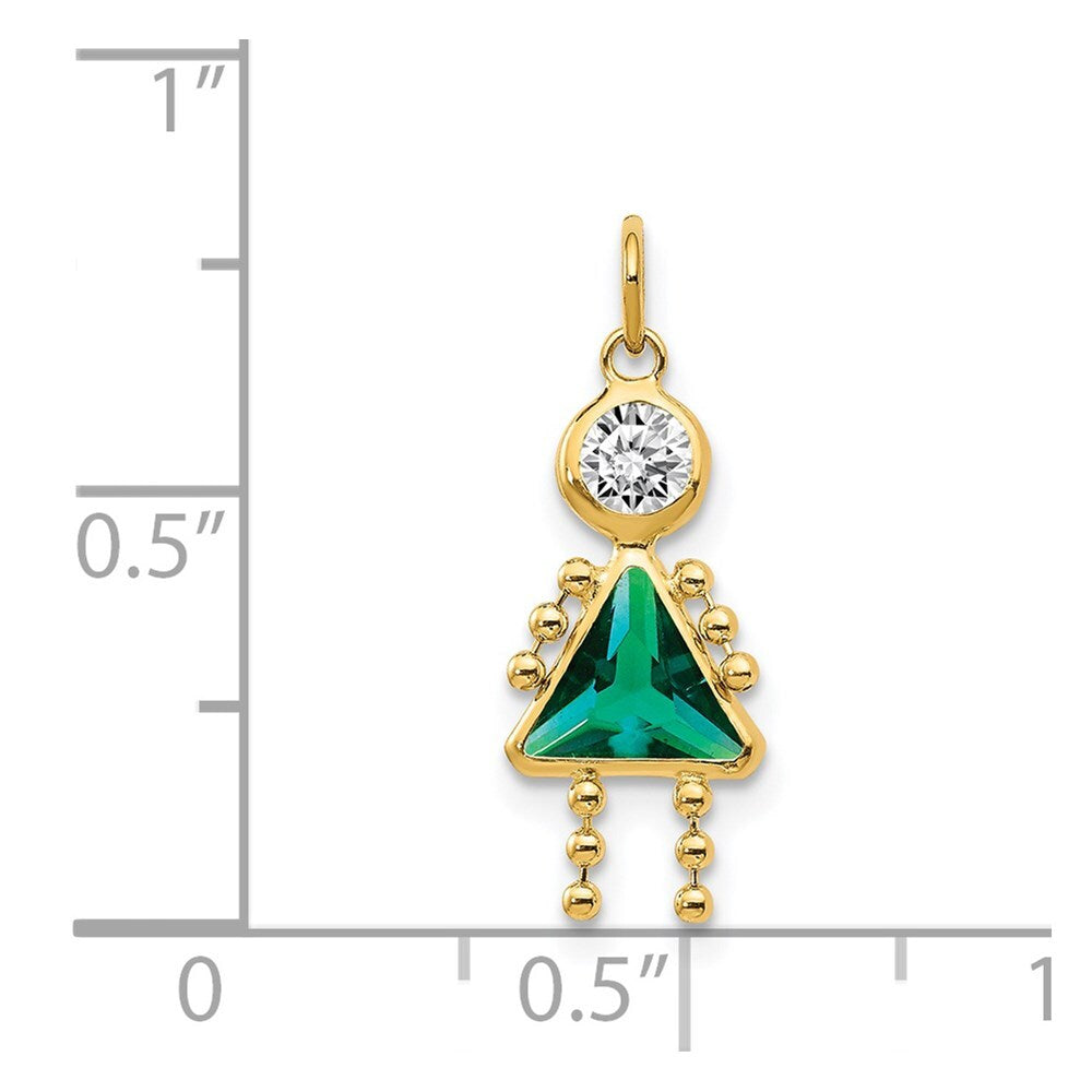 14k Yellow Gold May Girl Birthstone Charm Pendant for Women