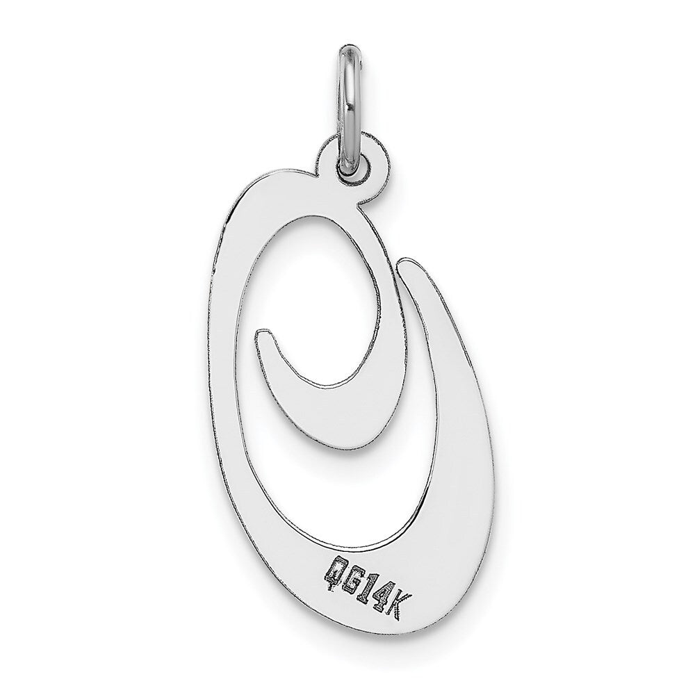 14k White Gold Large Fancy Script Letter O Initial Charm Pendant for Women