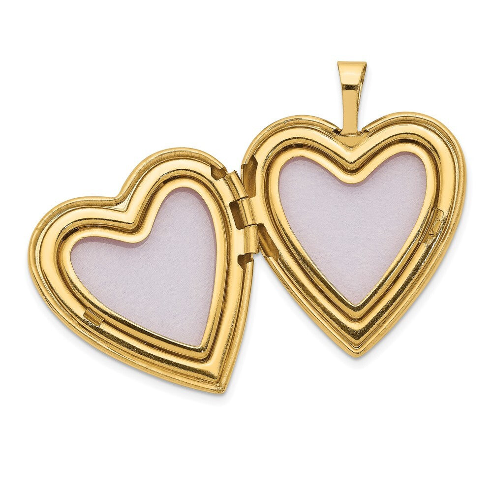 14k Yellow Gold 20mm Swirl Heart Locket Pendant for Women