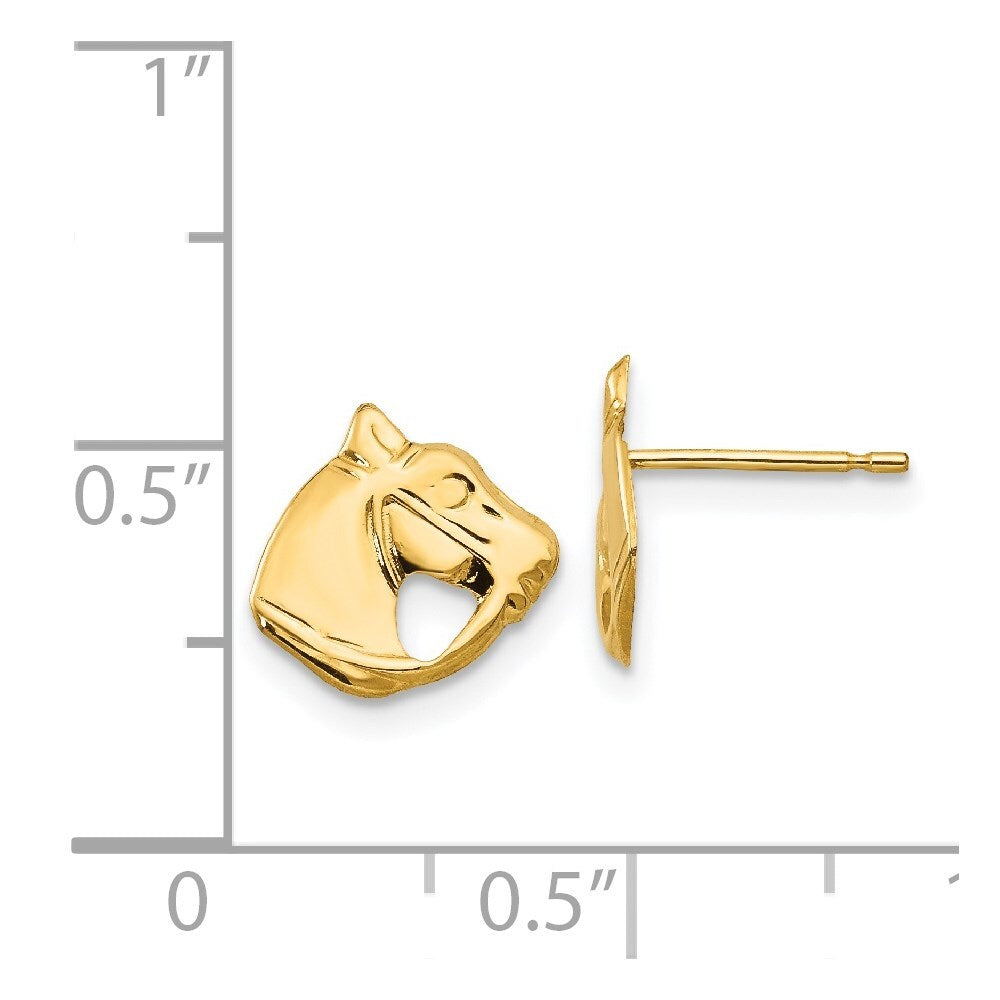14k Yellow Gold Polished Horse Head Stud Earrings Gift for Women